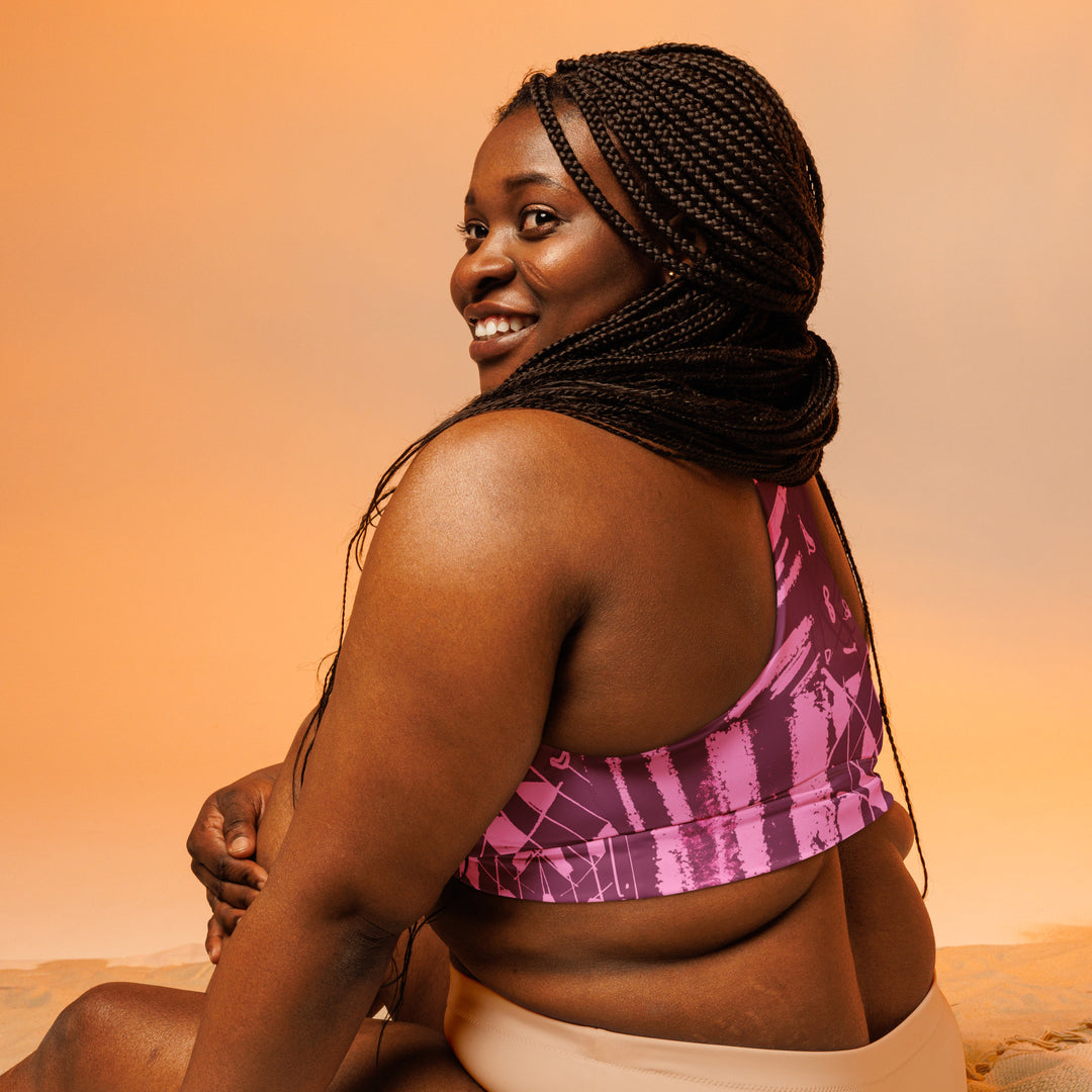 Zina Recycled Longline Sports Bra Pink. – Koy & Victoria Inc.